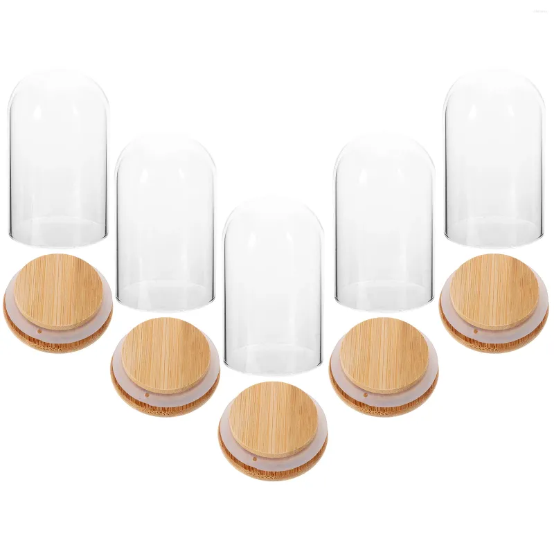 Wazony 5PCS Glass Dowom Dome Clear Peepake Stojak stolik dekoracyjny z tacą