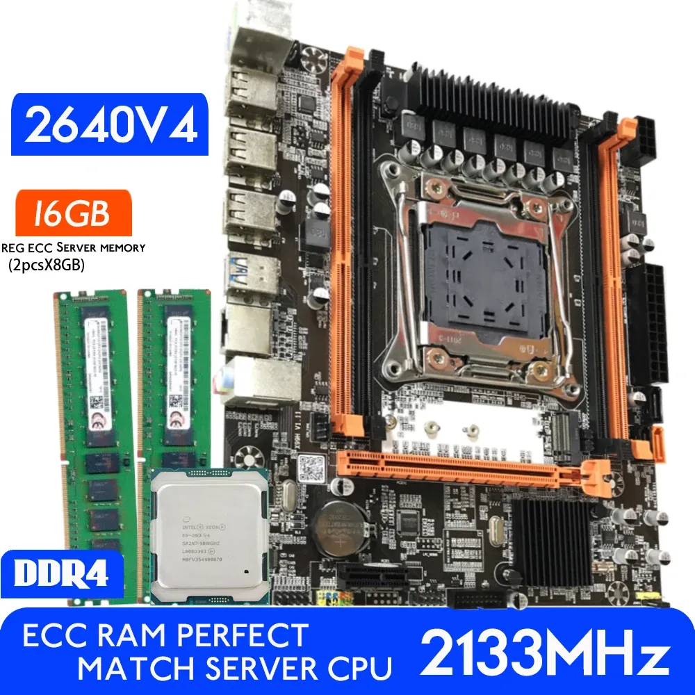 Anakartlar ATERTER DDR4 D4 XEON E5 2640 V4 LGA20113 CPU 2PCS ile Set Seti X 8GB = 16GB 2133Mz RAM ECC Sunucusu Bellek DDR4