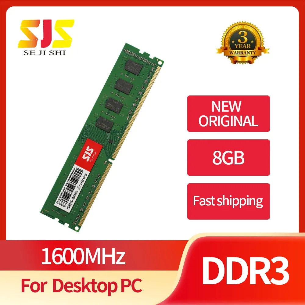 RAMs 1pc/2pcs/4pcs SJS Desktop Memory DDR3 8GB 1600MHz New Dimm Memoria Rams Desktop Gaming PC Memory Support Motherboard DDR4 Memory