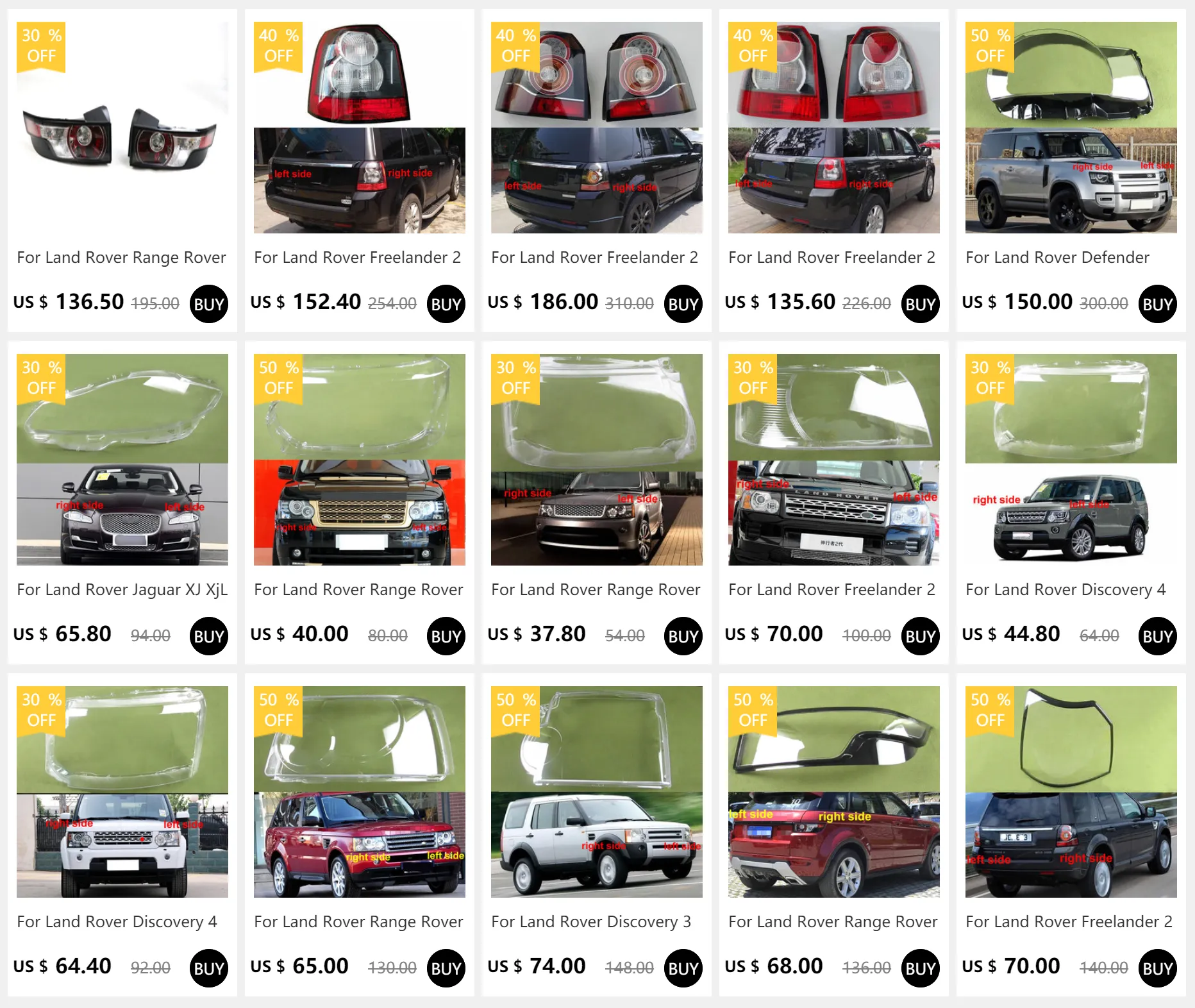 Headlight Lens Cover (Left Side) For Land Rover Discovery 4 / LR4 (2010-2013) - PC Plastic Replacement