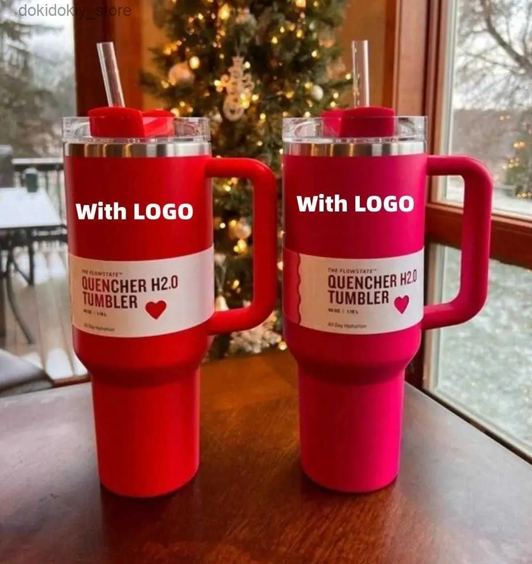 Mugs US Stock Limited Edition Starbacks MUS H2.0 Winter Pink Cosmo Parada Co-Ed Flamino Saint Valentin Ift 40oz Taret Cups Red Caps Car Gimblers Water Bottes 0111 L49