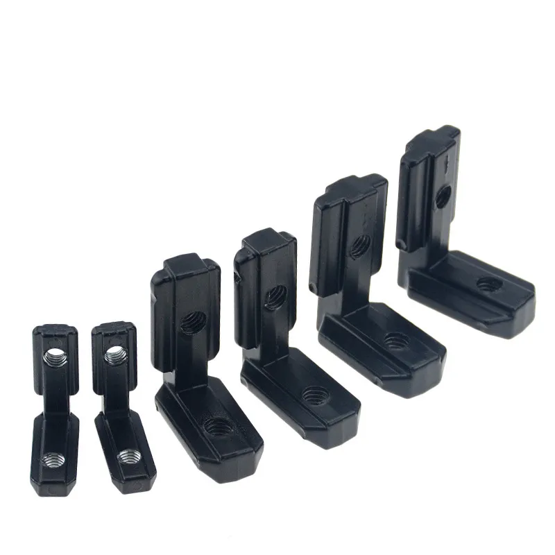 10pcs/Pack 2020 Black L Shape Interior Corner Connector Joint Bracket with screws for 2020 3030 4040 EU Aluminum Profile