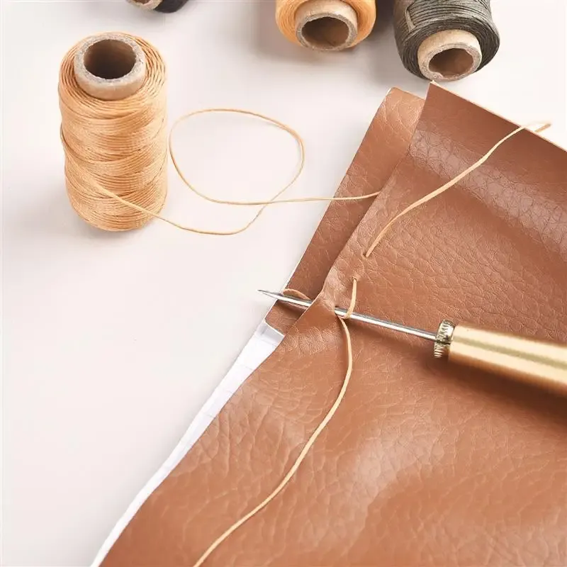 0.8mm 50M Flat Waxed Thread Color Leather Waxed Cord DIY Handmade Polyester Thread Bracelet Woven High-Strength Sewing Tools