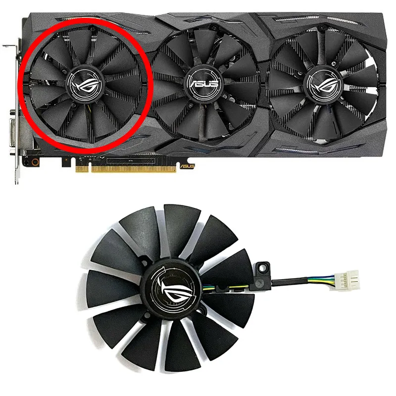 87mm 6pin T129215SU GTX1060 1070 1080 GPU -kylare för Asus Strix GTX 1060 OC 1080 1070 1080TI RX 480 Grafikkortfläktskylare