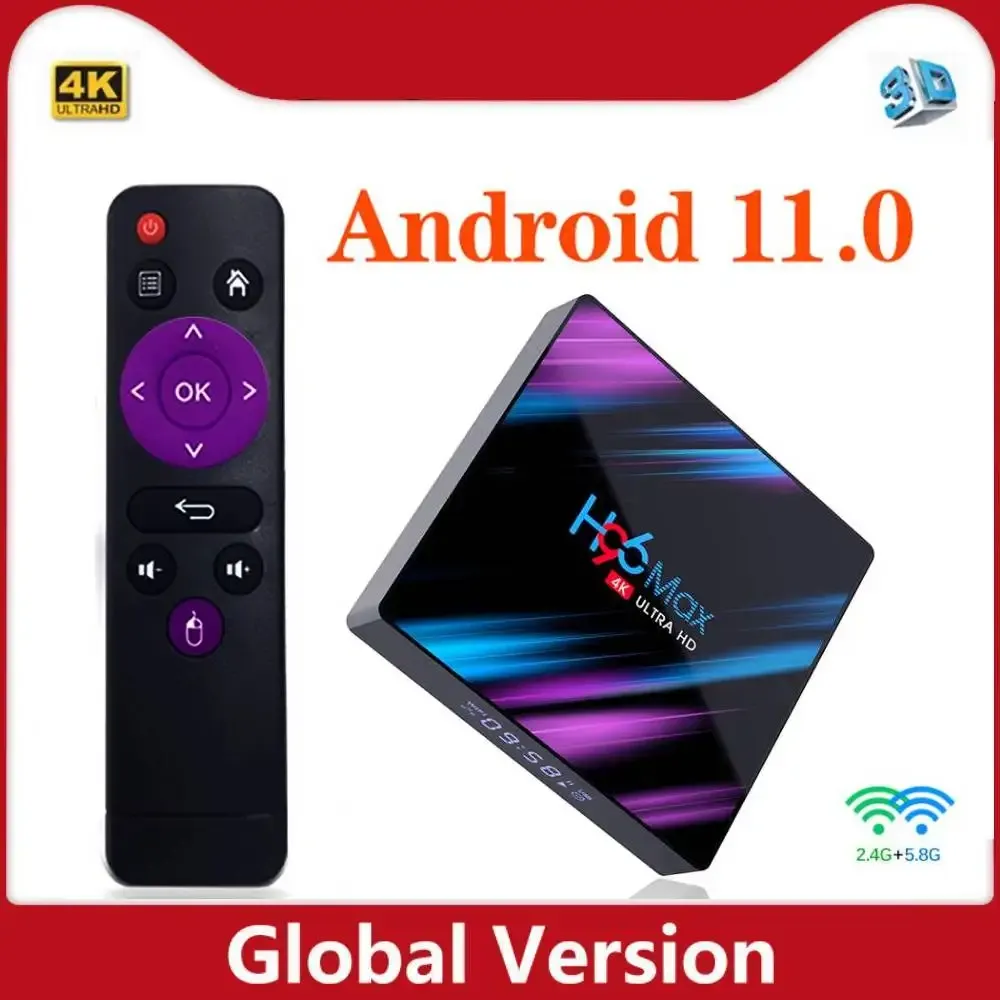 Box Vontar Smart TV Box Android 11.0 H96 MAX 4GB RAM 64GB ROM TVBOX 5G WIFI 4K ODTWARZACZ MULTIMEDACZ ANDROID 10 11 YouTube Dekoder