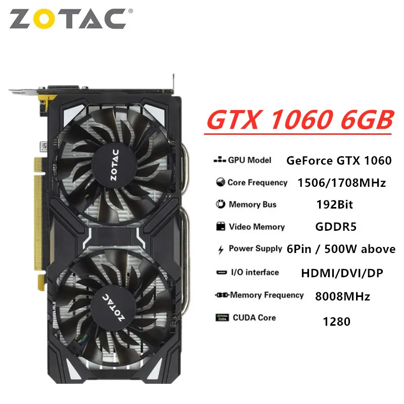 ZOTAC Nvidia GeForce GTX 1060 6GB GDDR5 Graphics Card for Desktop
