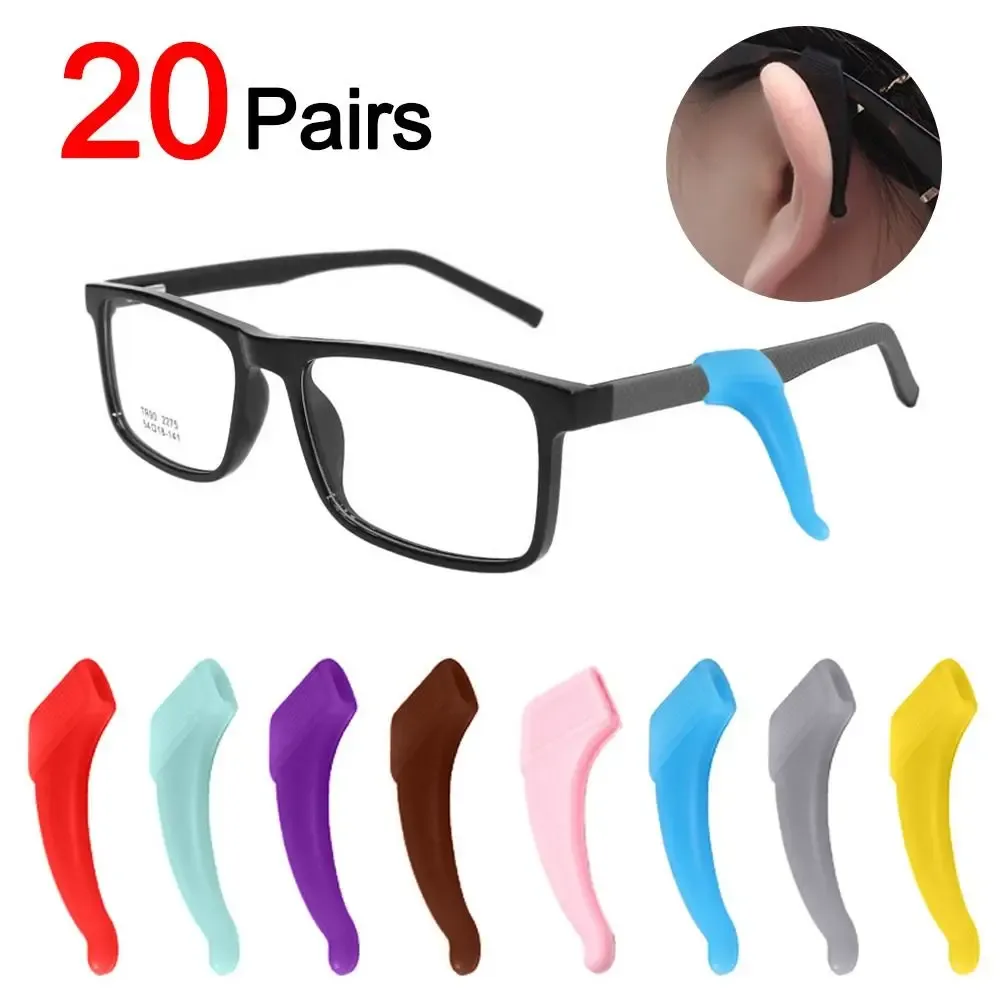 20Pairs Silicone Ear Hook Anti-slip Glasses Leg Ear Sleeve Bracket Fastener Grip Anti-fall Eyewear Holder Glasses Accessories