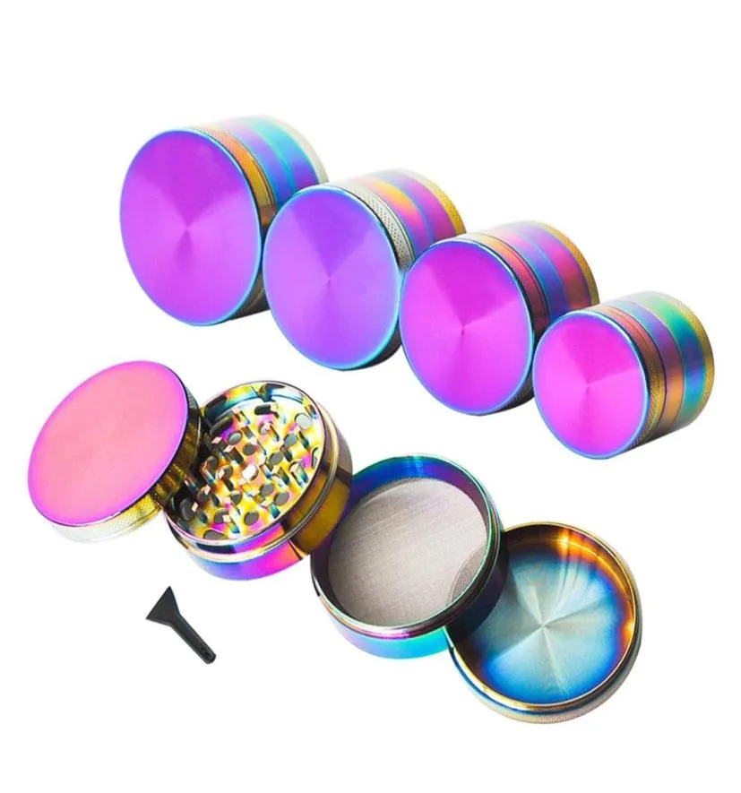 Rainbow Zinc Alloy Fumer Herb Grinder 40 mm 50 mm 56 mm 63 mm 4 pièces Metal Tobacco Smoke Grinders pour fumer Pipe d'eau 4717995