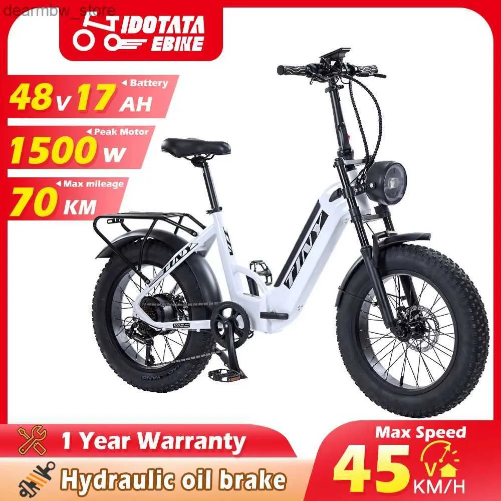 BIKES IDOTATA ECTRIC BICYM 1500W 48V 17AH Lithium Batter Mountain Bike ectric Bike Huile Huile Brake 20inch Fat Tire Snow E-Bike L48