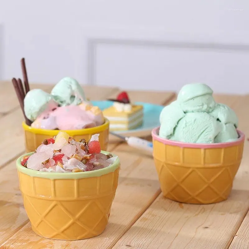 ボウルズキャンディーカラーアイスクリームボウルクリエイティブかわいい食器用品フルーツセラミックデザートカップ