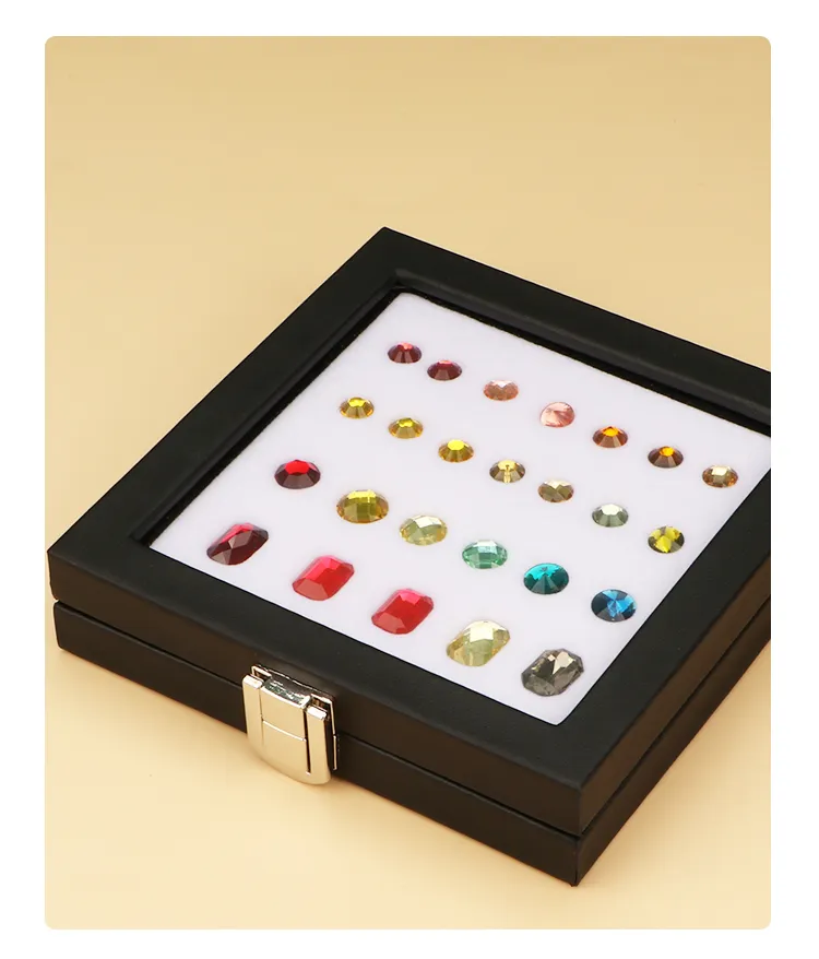 thumbnail image 2 of Gemoflove 5-Row Gemstone Travel Display Box - Faux Leather, 5 Columns 2 of 6