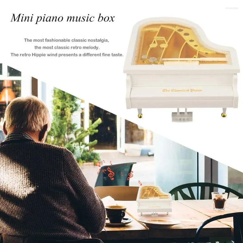 Decorative Figurines Piano Model Engraved Musical Box Lightweight Mechanical Music Party Props Household Mini Ornaments For Souvenirs