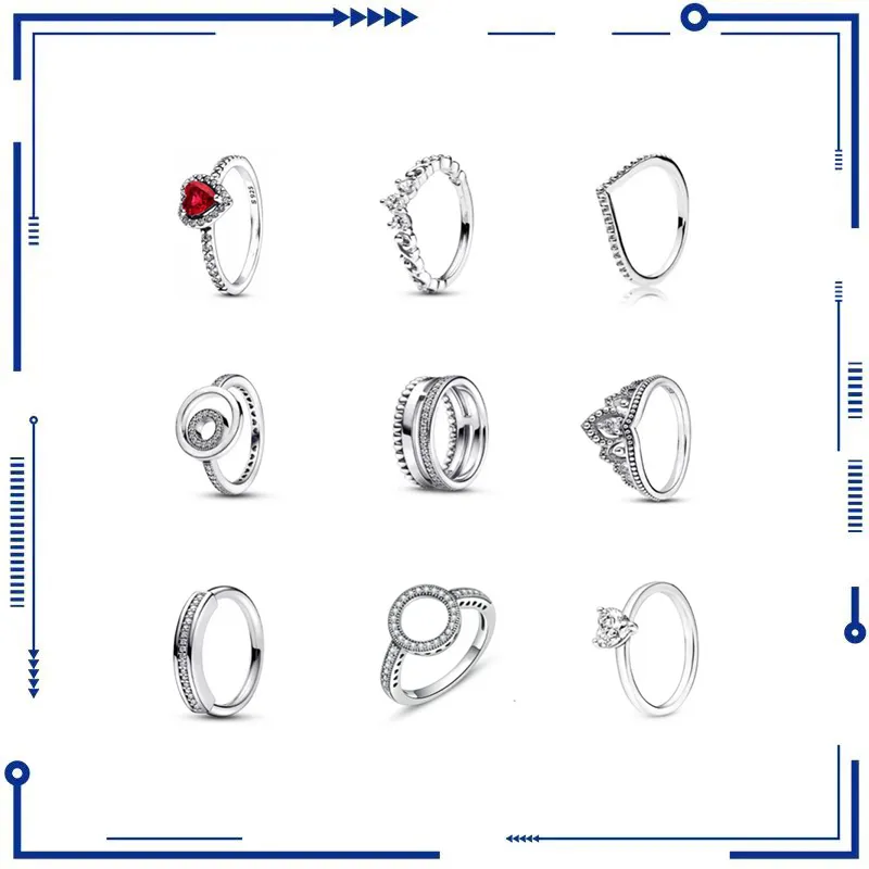 925 Silver Heart Mom White Ring White Day Gift Women's Original Wedding Crystal Ring Crystal Gioielli Luxury Accessori Fashion Gioielli Spedizione gratuita