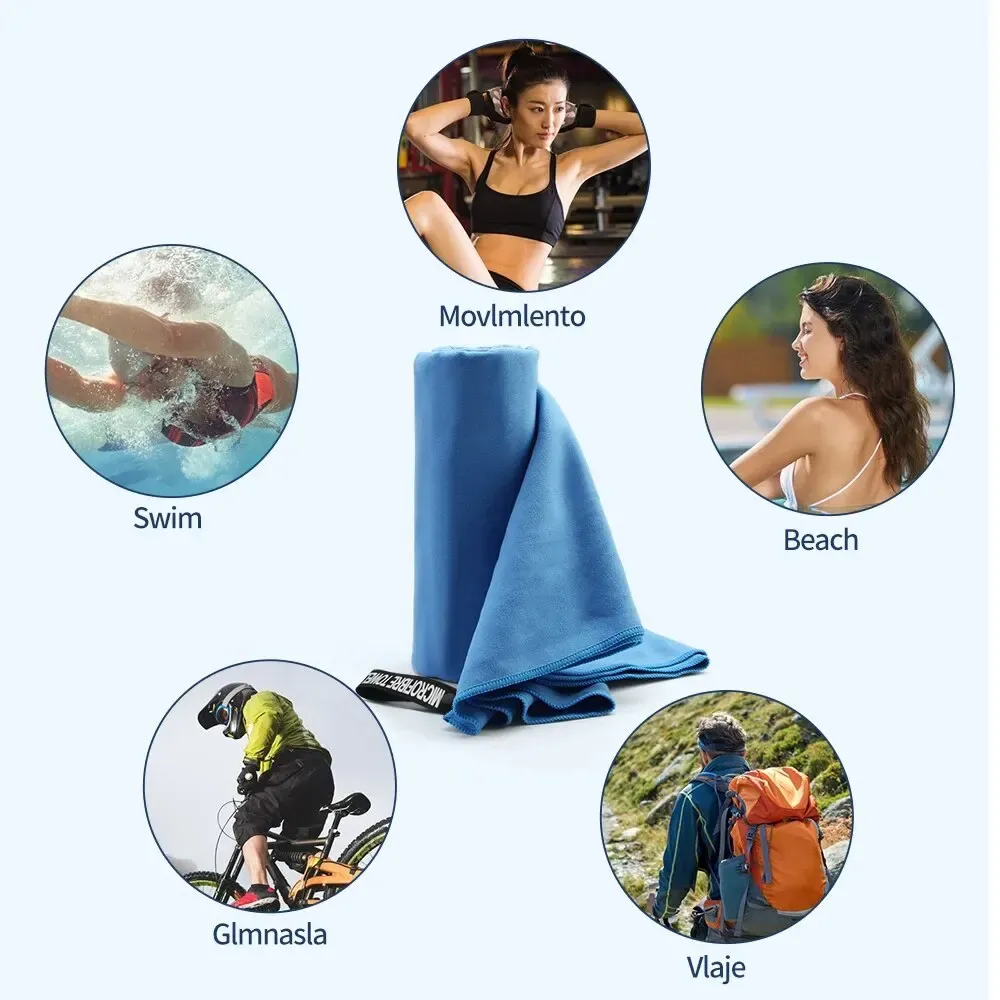 Serviette de sport à sec Fast Sport Multifinectional Natation Swimming Yoga Ultra Soft Lightweight Super absorbant Microfibre Matériau pour gymnase