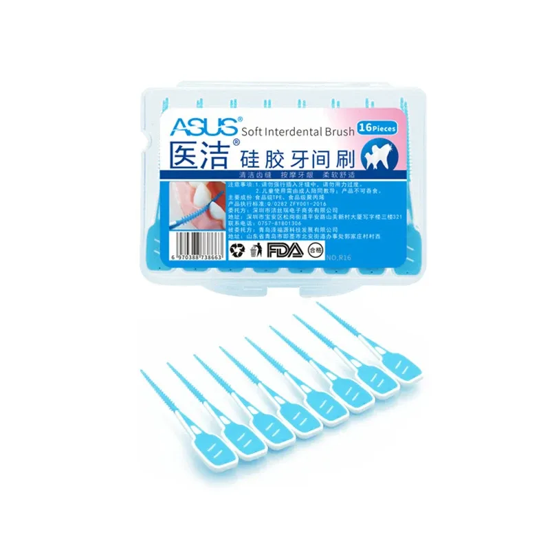 16 Pcs Interdental Brushing Cleaning Floss Adult Toothbrush Toothpick Toothbrush Dental Portable Oral Care Tool Soft Silicone