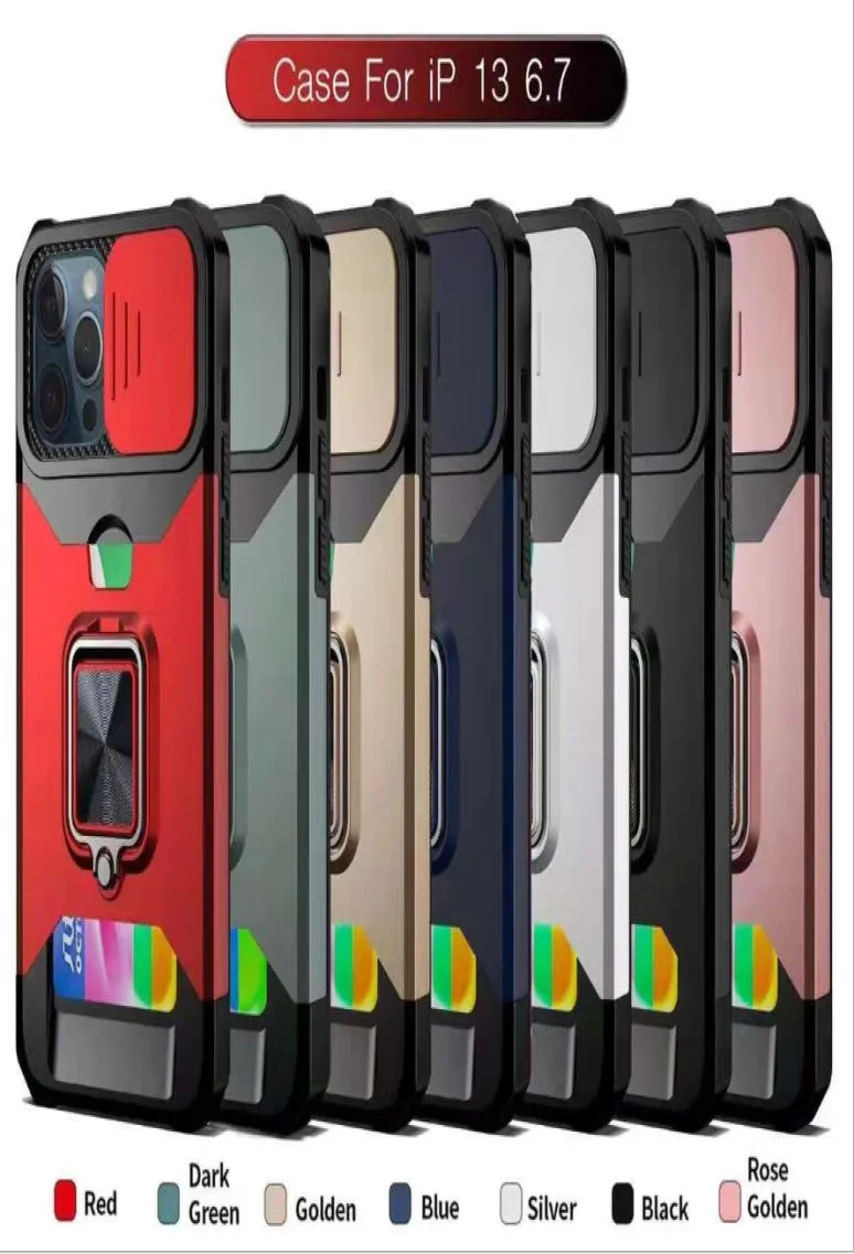 Pierścień magnetyczny Niewidoczna karta przesuwana okno Obudowy telefoniczne dla iPhone 13 Pro Max 12 min 11 x xr XS 7 8 Plus SE Cover 7062114