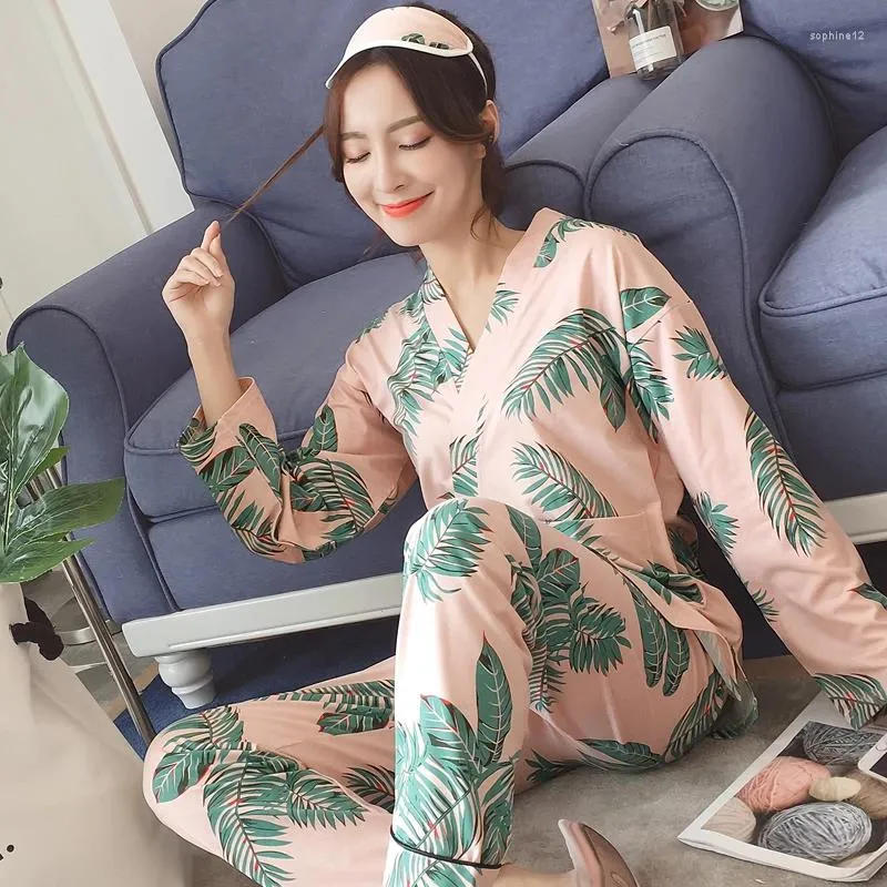 Ev Giyim Kimono Pijama Feminino Pijama Femme Pembe Pigiama Donna Set Kadınlar Pijamas Mujer