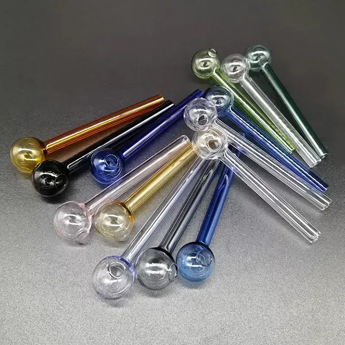 10cm 12cm Pyrex Glass Oil Burner Pipe Tobcco Dry Herb Colorful Water Hand Pipes Smoking Accessories Glass Tube