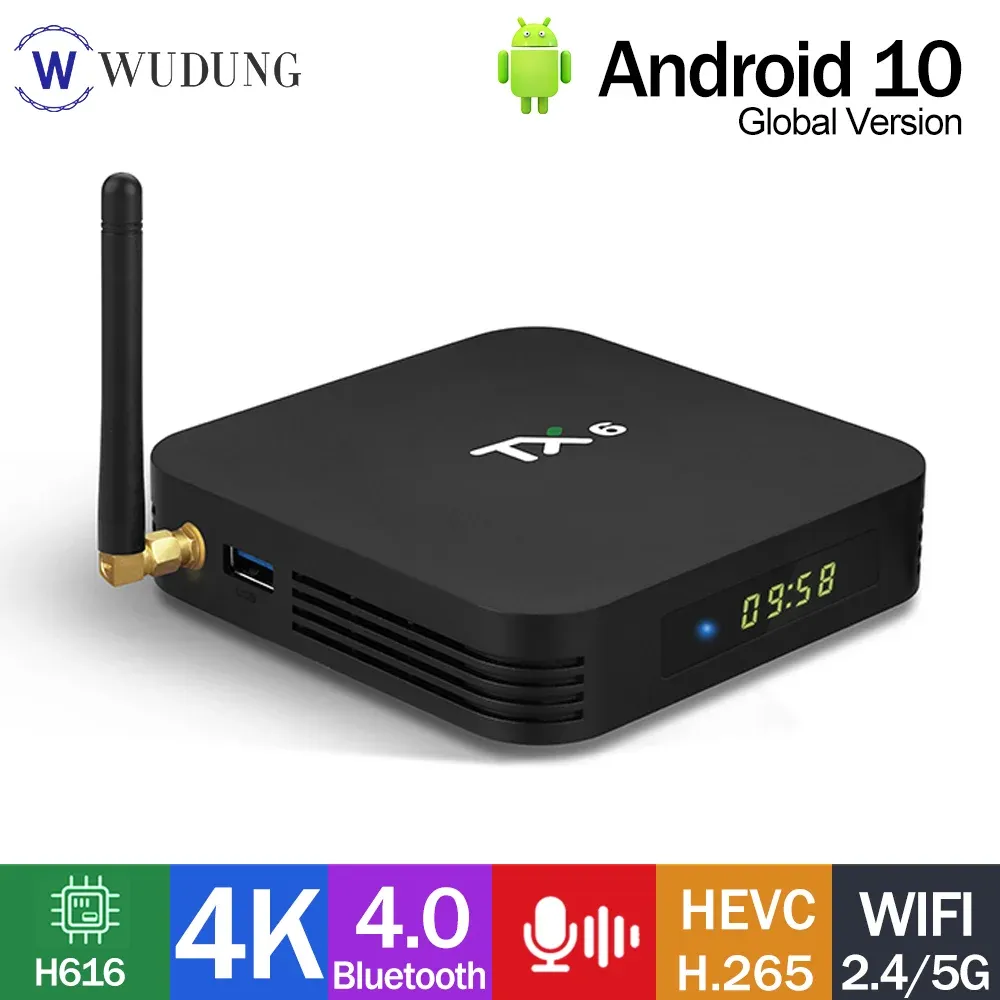 Box TX6 TV Box Android 10 Allwinner H616 Quad Core 4GB RAM 64GB ROM 32G 4K 2.4G/5GHz Dual WiFi 6K HD Smart Media Player PK HK1 MAX