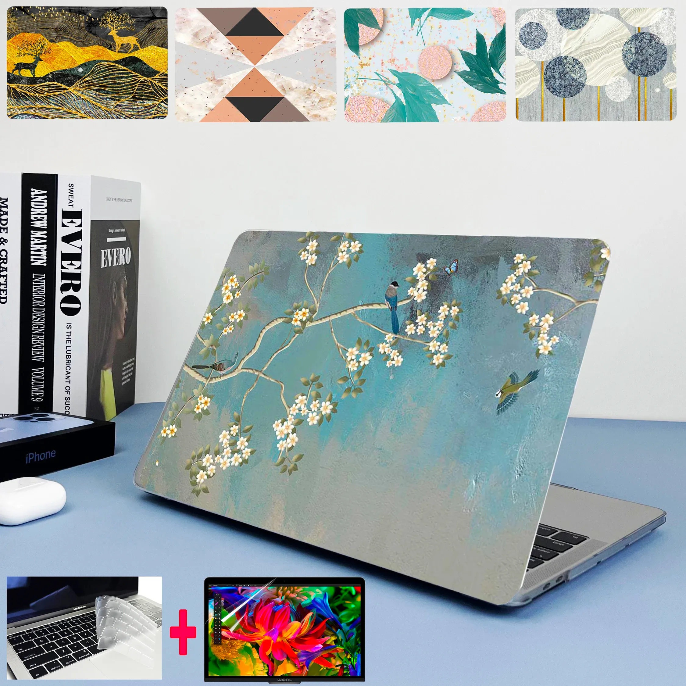 Cases Floral Laptop Case for MacBook Air 13.3 case M2 2023 Pro 14 16 A2779 A2780 Air Pro M1 13 A2681 A2338 A2179 Laptop printed case