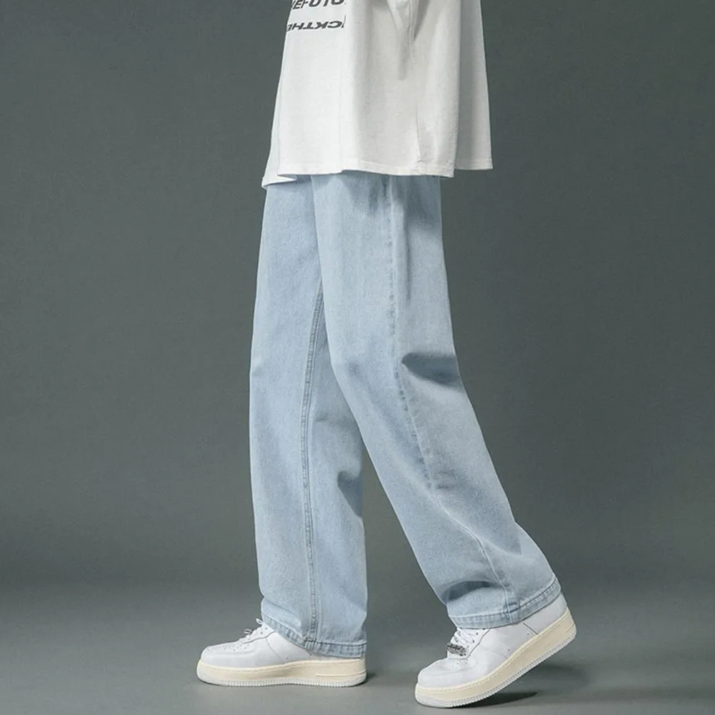 Hip Hop Style Men's Straight-legged wide leg denim