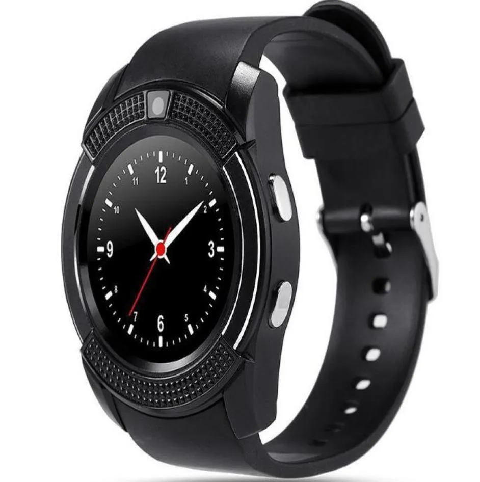 V8 Smart Watch Bluetooth Watches Android med 03m kamera MTK6261D DZ09 GT08 Smartwatch för Android -telefon med detaljhandelspaket1895526