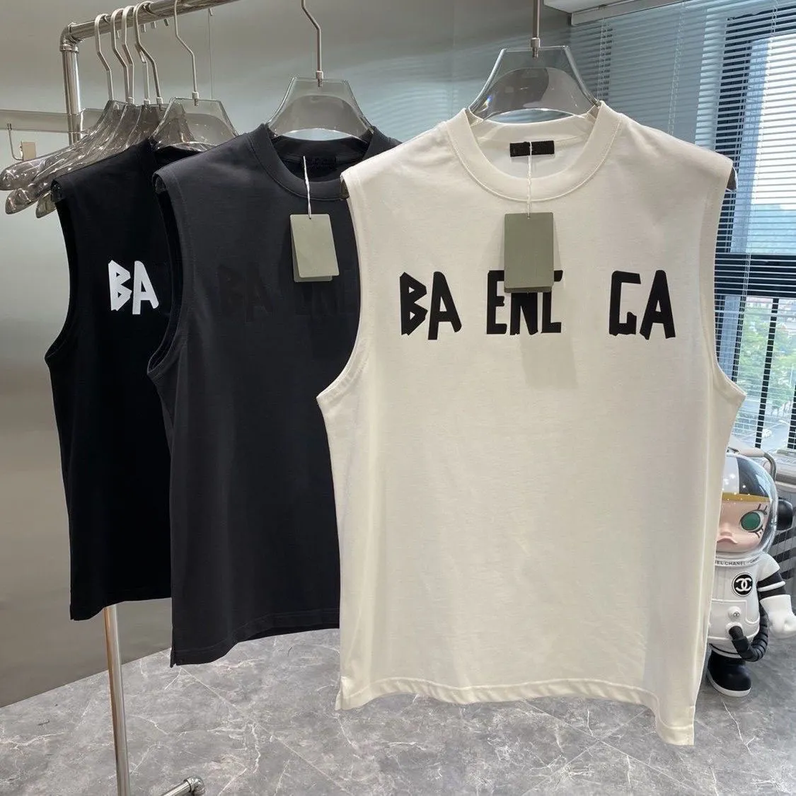 Designer camiseta de verão Tendência européia e americana Tendência 2B Carta impressa Camiseta sem mangas de algodão