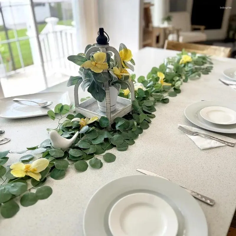 Flores decorativas Easy-cuide eucalyptus decoração encantadora guirlanda faux 10 pcs videiras de vegetação artificial para lareira de cenário de casamento