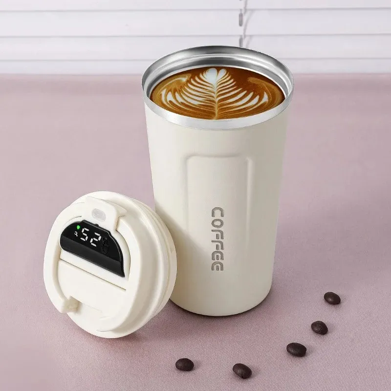 Rostfritt stål kaffemugg smart led temperatur display 380/510 ml termos cafe cup läcksäker isolerad te vattenflaska travel rostfritt stål termos