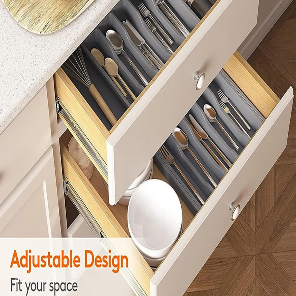 Expandable Cutlery Tray | Adjustable Kitchen Drawer Organizer | Space ...
