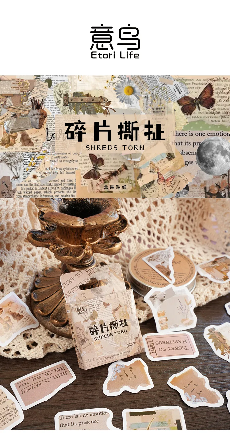 DHgate.com:45 Fragmented Text Stickers for Vintage Aesthetic