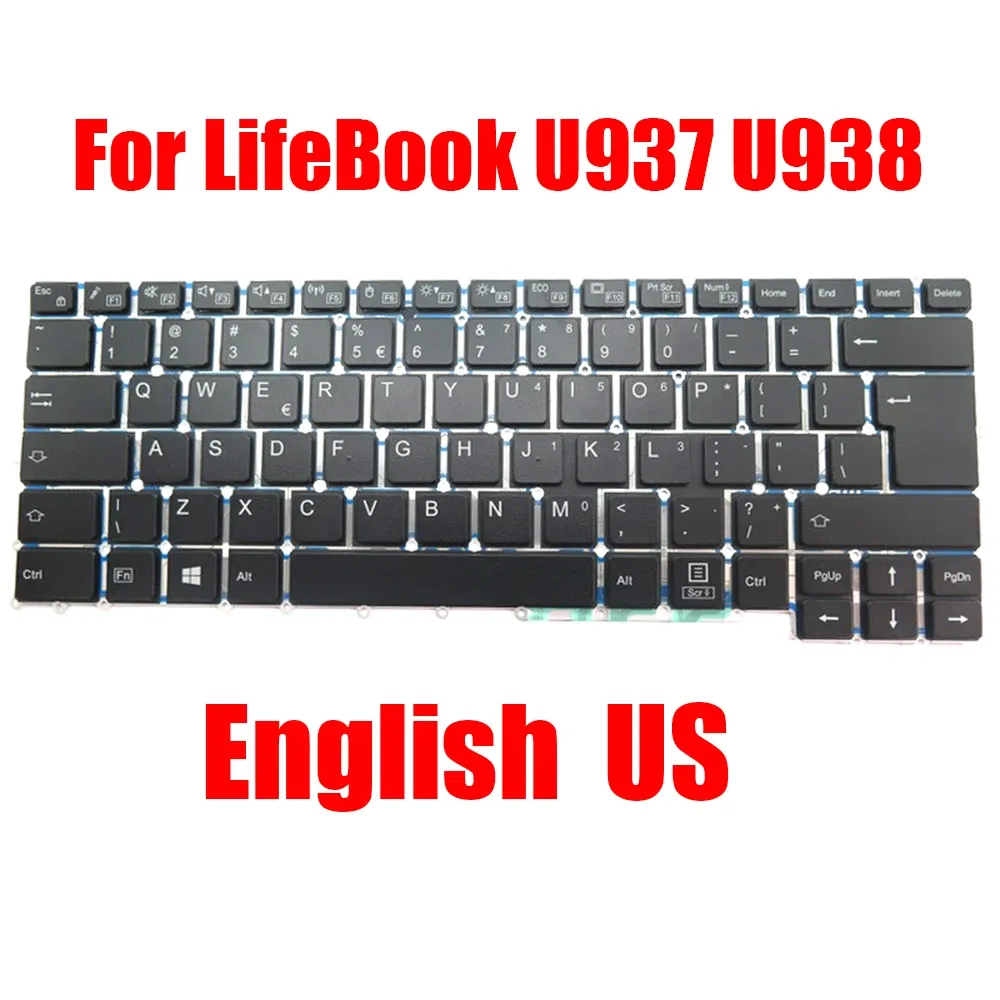 Tastiera per laptop tastiera per fujitsu per lifebook u937 u938 inglese americano nero senza retroilluminato nuovo