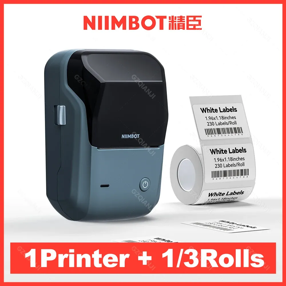 プリンターniimbot b1 3ロールを追加する公式サーマルステッカーラベル路面電車White Paper Rolls B21 B203、2050mm印刷幅より安価