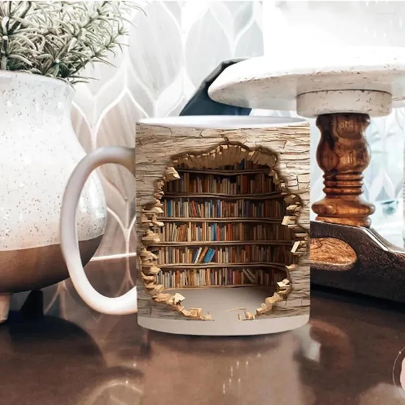 Кружки 3D библиотека полка полки керамика Кубка моды портативная вода подарок на день рождения