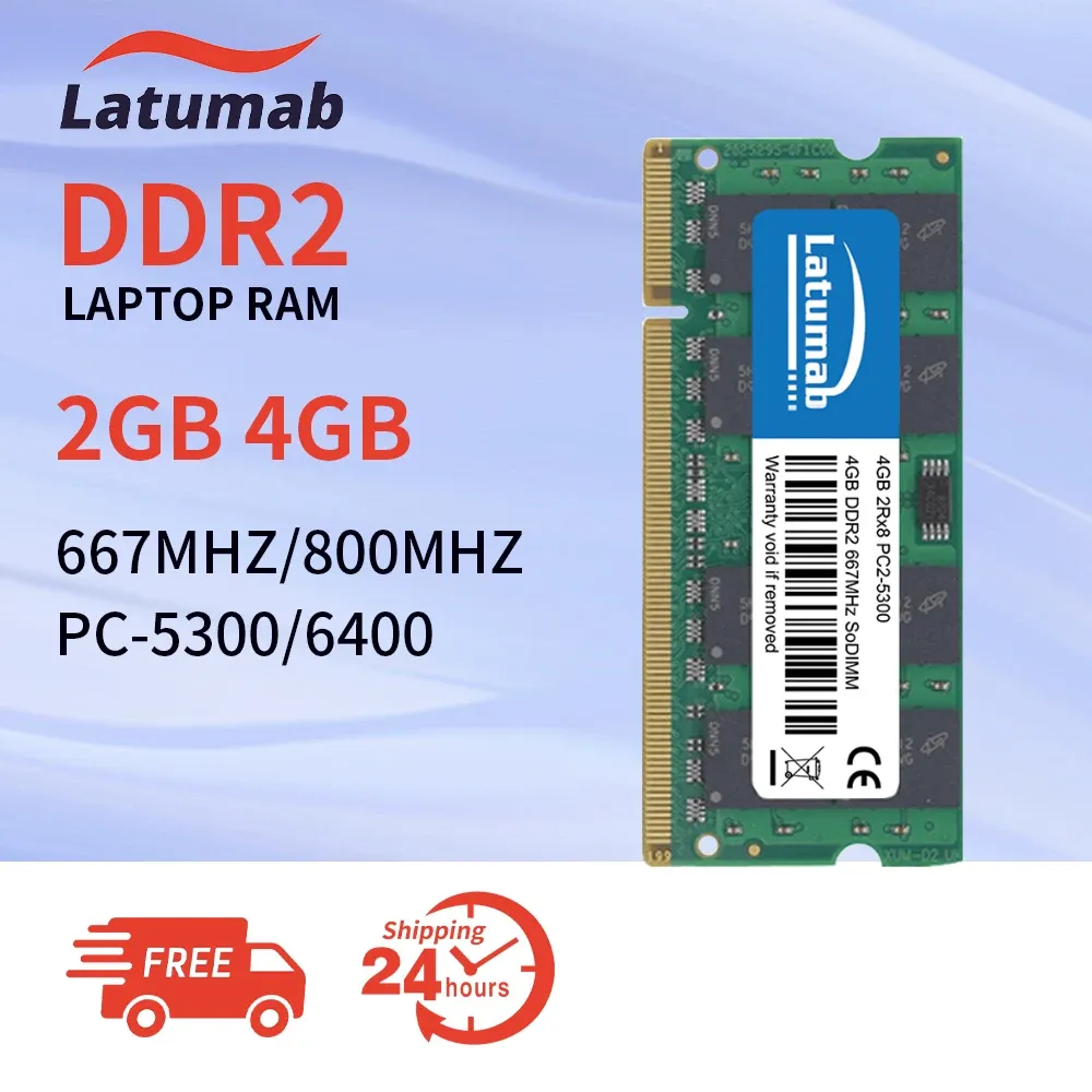 RAMS Latumab Memoria RAM DDR2 4GB 8 GB 667MHz 800MHz Laptop Sodimm -geheugen PC25300 6400 RAM 200PIN 1.8V Notebook Memory Dual Channel