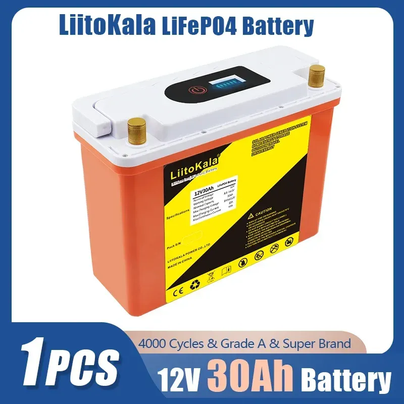 1PCS Liitokala 12V/12.8V 50AH 30AH 40AH 60AH LIFEPO4バッテリーキャンパー防水ゴルフカートオフロードオフグリッドソーラーエネルギー