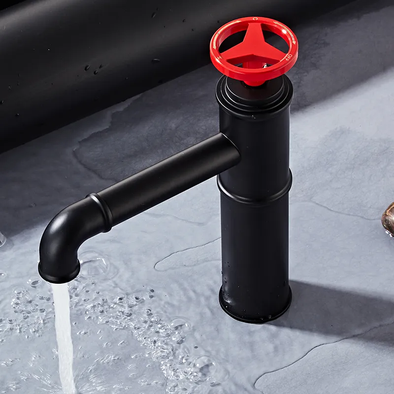 BECOLA Personnalisé robinet créatif Matt Black and Red Color Basin Brass Tap Salle Bathroom Washbasin Basin Basin Baser Faucet