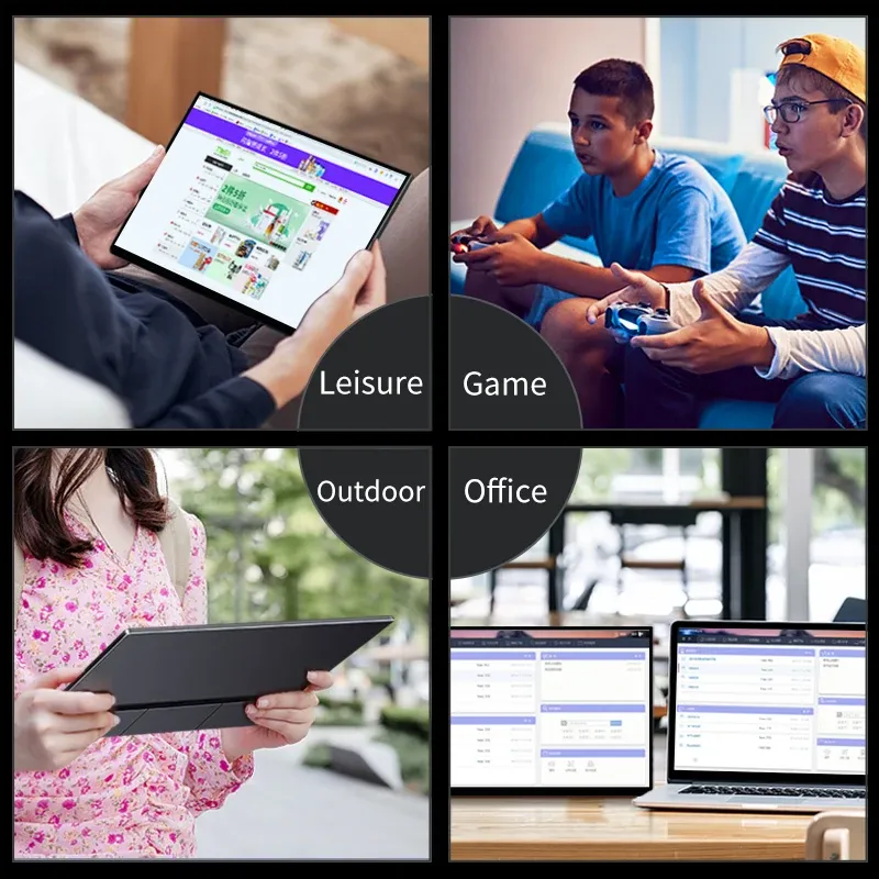 17.3 Inch 1080p Portable Monitor Touch Screen with Dual Speakers HDMI-compatible Type-C USB Display for Mobile PC Laptop Game