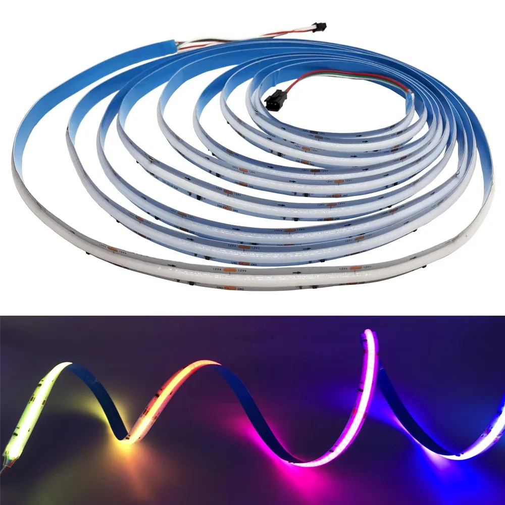 DC5V WS2812 12V 24V WS2811 SMART COB FOB LED Light Strip 3Pin individuellt adresserbar RGB -pixlar Färgglada drömfärg flexibel