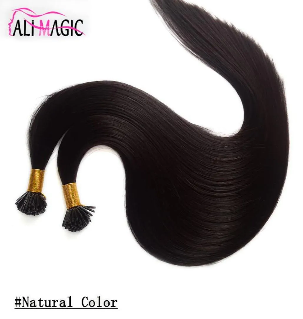 I Tip Human Hair Natural Black Color 20 22Inch Malaysian Straight Keratin Hair Extensions 100g Hair For 8087179