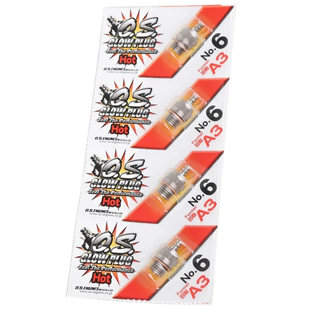 OS No.6 #6 A3 Hot Nitro Glow Plug – 3 Pack (71605300) For RC Engines