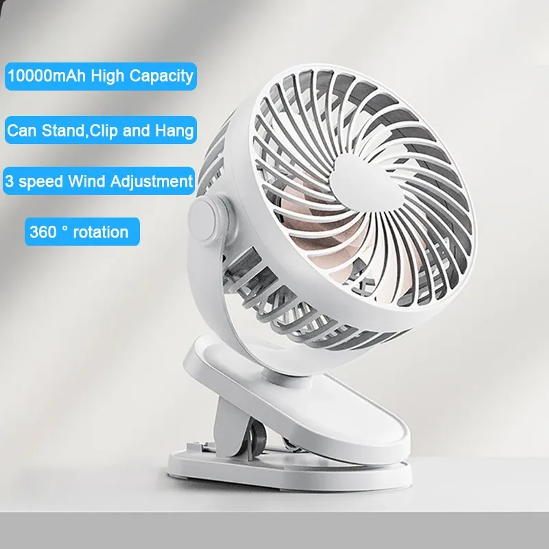 Gadgets portátil USB Recarregável Fan Mini Desktop Clip Fan 360 grau 3 velocidade silenciosa com forte vento girando silencioso para o quarto de casa