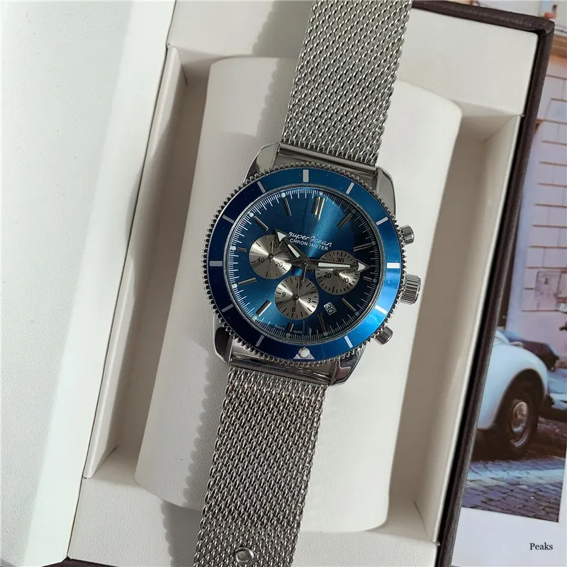 5A TOP WATCH NAVITIMER CHONOGHT Kwarc Ruch Stal Limited Blue Dial 50th Anniversary Sapphire Watches Paski ze stali nierdzewnej na rękę