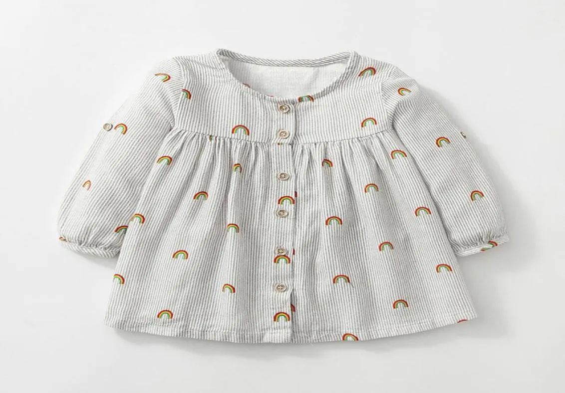 Baby fille robe mode arc-en-ciel robes imprimées à rayures coton robe bambin décontrue