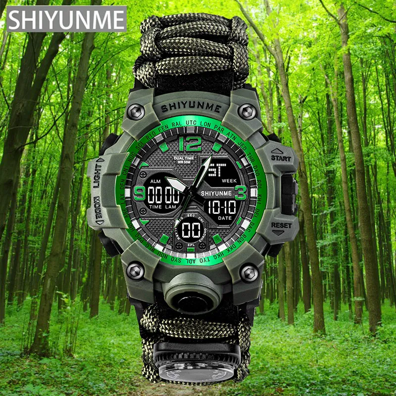 DHgate Outdoor Survival Watch Waterproof Multifunctional Tactical Gear with Compass Watches