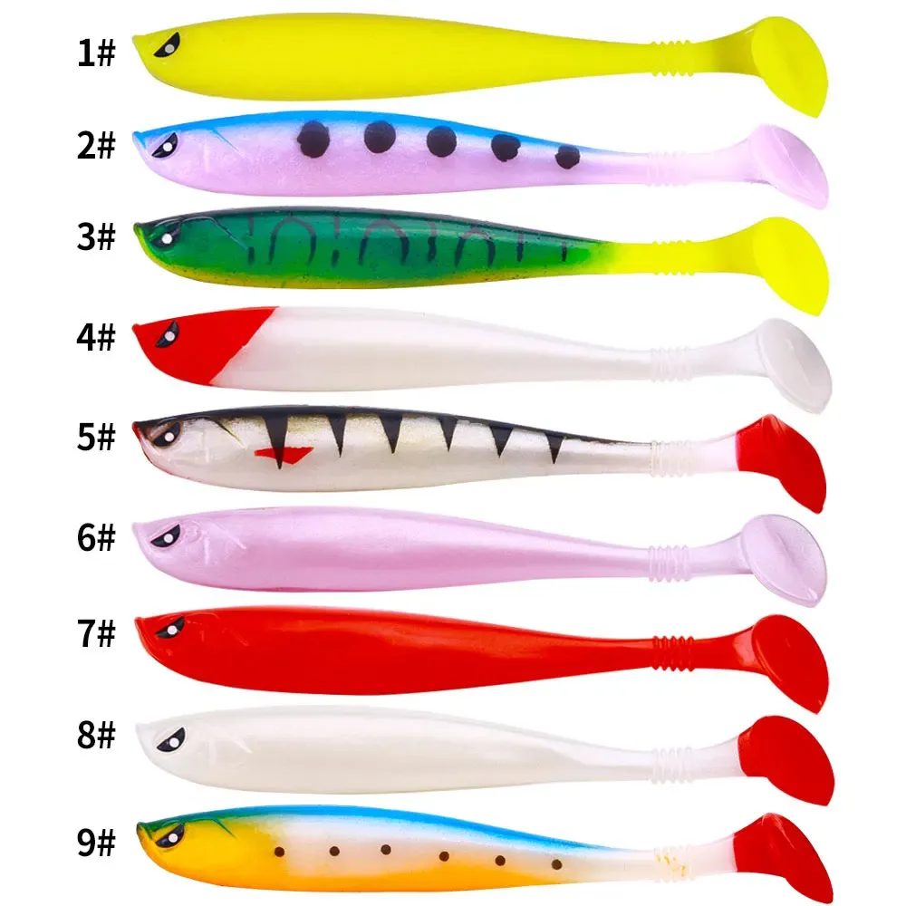 6pcs 9cm 4g Soft Silicone Fishing Lure Minnow Worms de água doce de água doce WobBlers Wobblers Artificial Bait Bass Tackle Jigs