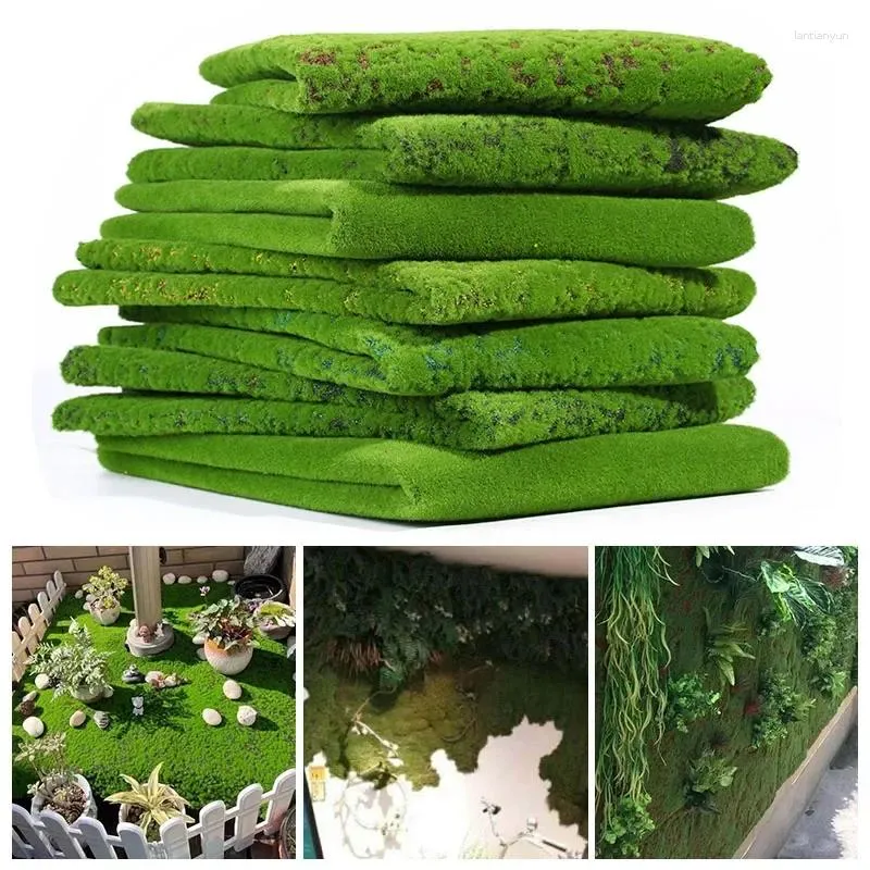 Flores decorativas Mini Artificial Moss Turf Grass Carpete do gramado Plantas verdes de simulação Diy Garden Micro Landscape Dollouse Decor