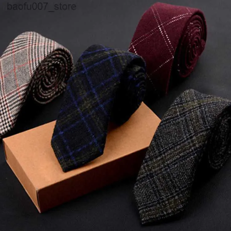 Nekbanden nieuwe heren wollen stropdas casual trend tie Koreaanse 6 cm smalle wollen tieq