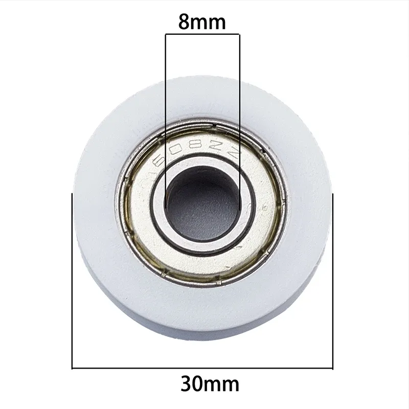 5PCS 8*30*10mm 608zzパッケージプラスチックラップポンポンラインワイヤーローププーリーベアリングプレーUグルーブローラーホイールボールベアリング