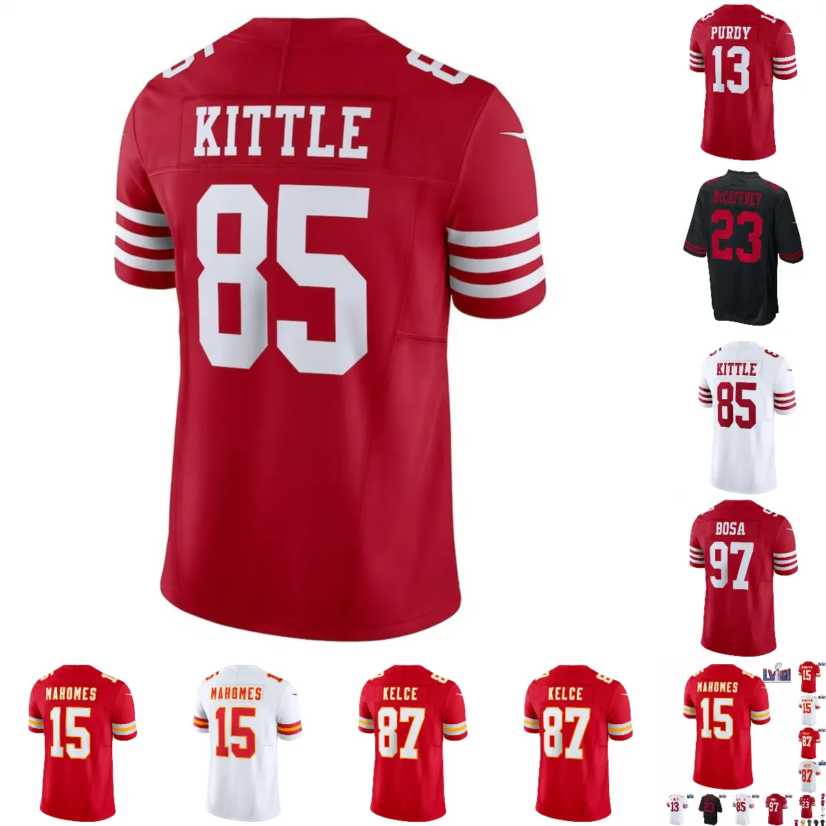 Enfants pour hommes Christian Brock Patrick Purdy George Jersey Cooper Nick Travis McCaffrey Fred Mahomes Kelce Bosa Kittle Warner Tous Jerseys 4xl